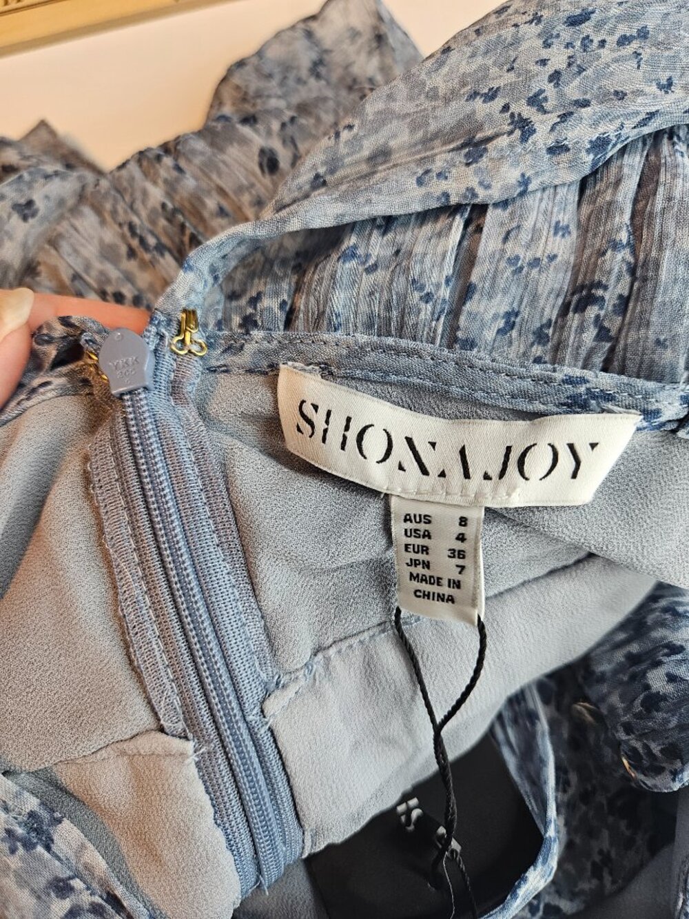Shona Joy Harmony High Neck Ruched Mini Dress Blue Smoke Womens Size 4 NEW Party - Picture 9 of 16